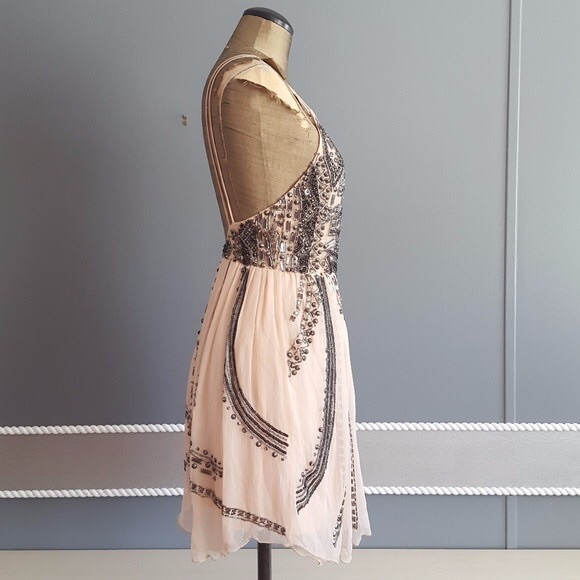 Free people Cassiopea Mini peach dress sz 0 - Picture 5 of 7